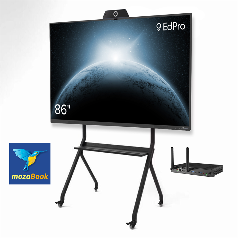 Інтерактивна панель EdPro Touch S 86" (ETP86S), OPS ПК (Intel i5 12Gen/16/512/W11Pro), мобільний стенд, MozaBook Classroom (підписка на 1 рік), веб камера 4к